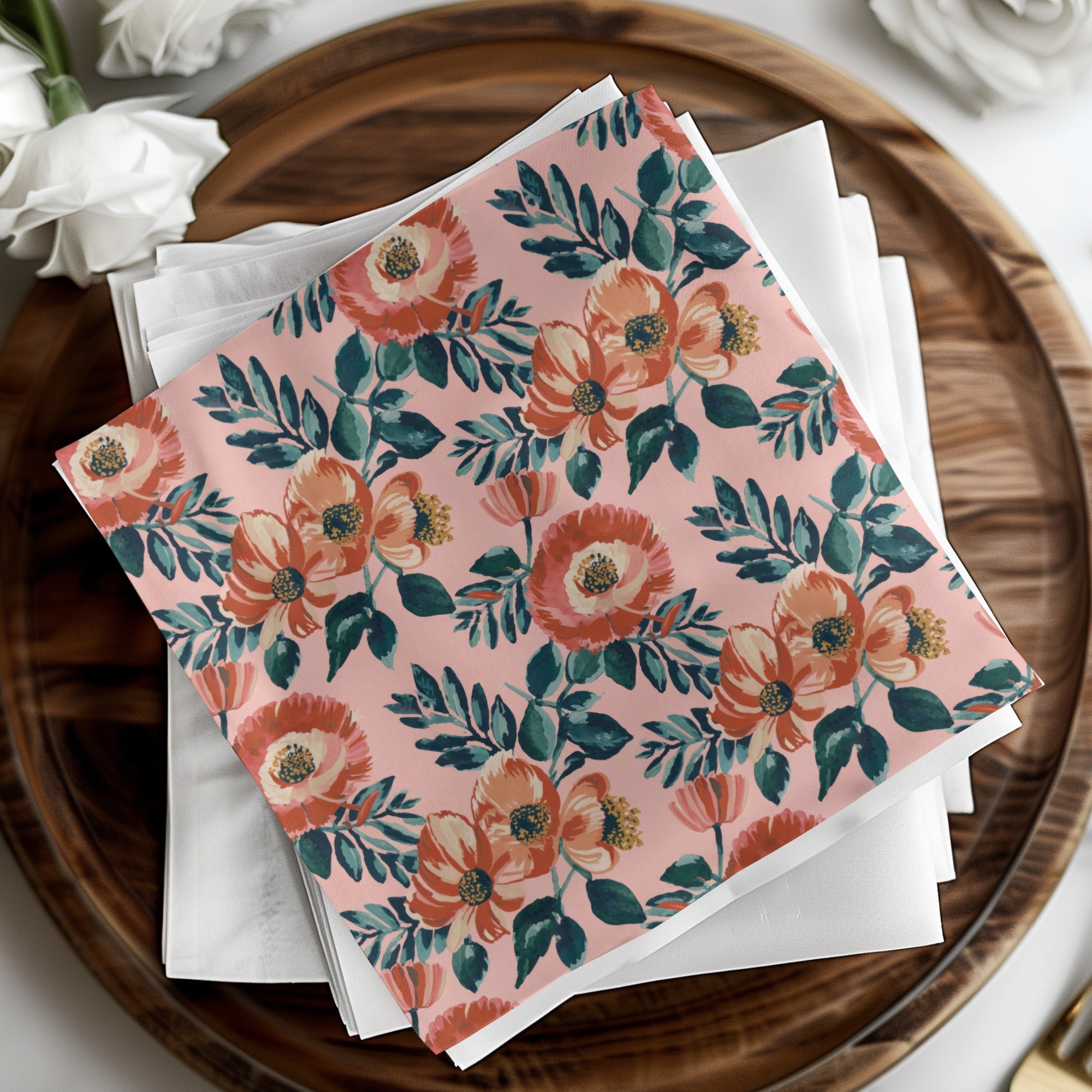 Pink Floral Digital Paper, Watercolor Flower Seamless Pattern, Boho Chic Background, Floral Digital Print, Spring Flower Clipart - Moore and Mountain