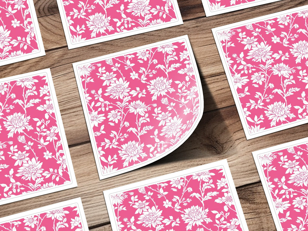Pink Floral Digital Paper, White Flower Seamless Pattern, Delicate Floral Design, Scrapbook Paper, Printable Fabric Pattern, Digital - Moore and Mountain