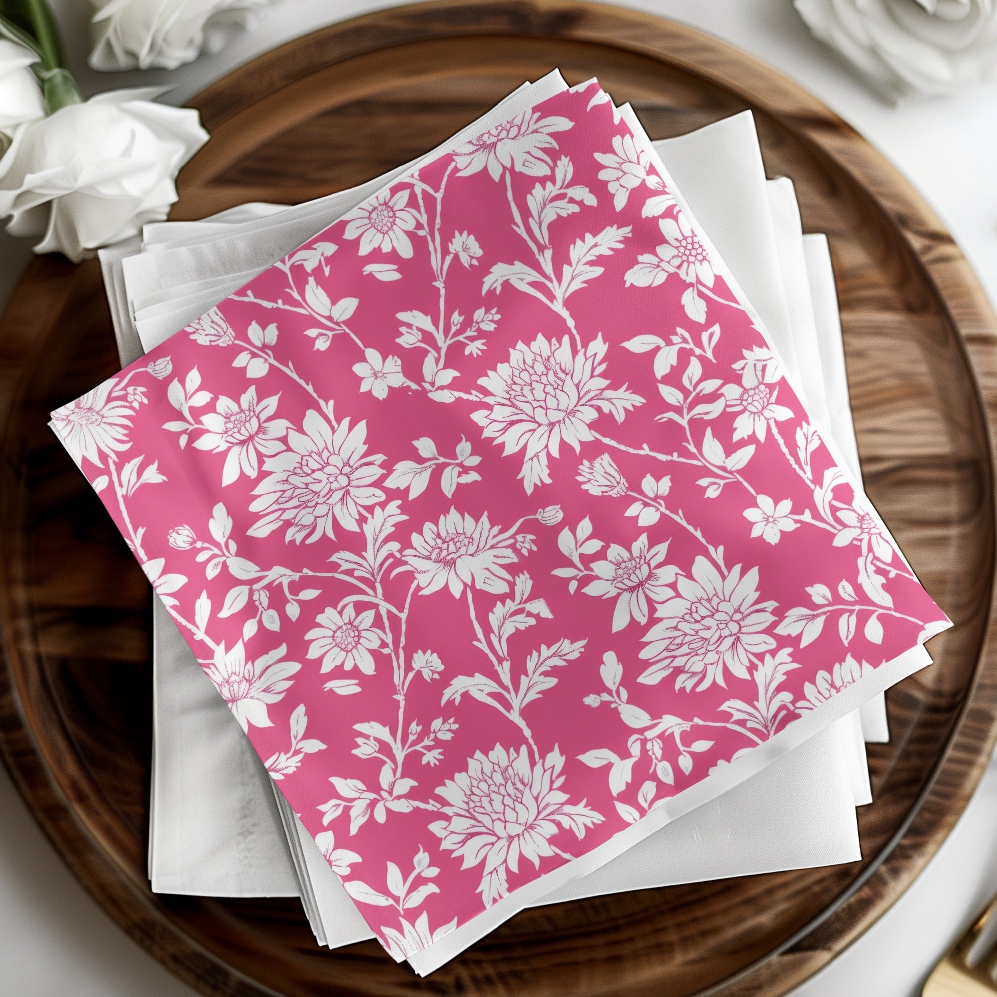 Pink Floral Digital Paper, White Flower Seamless Pattern, Delicate Floral Design, Scrapbook Paper, Printable Fabric Pattern, Digital - Moore and Mountain