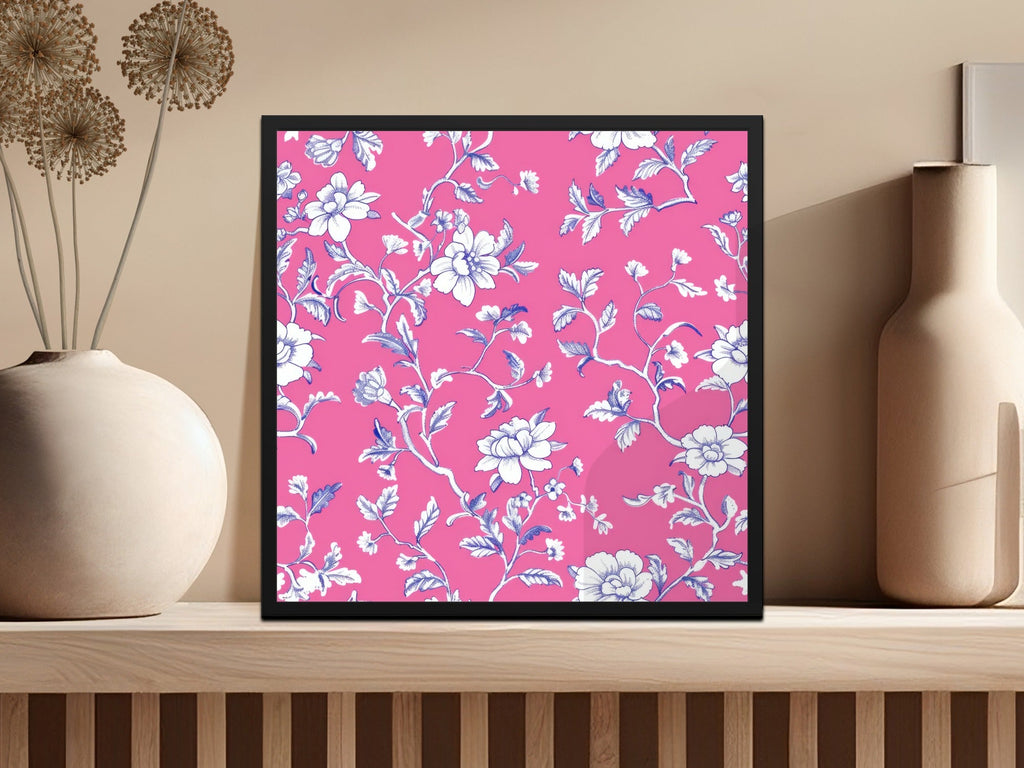 Pink Floral Digital Paper, White Flowers Pattern, Spring Background, Chintz Fabric Design, Botanical Print, Scrapbooking Paper, Digital - Moore and Mountain