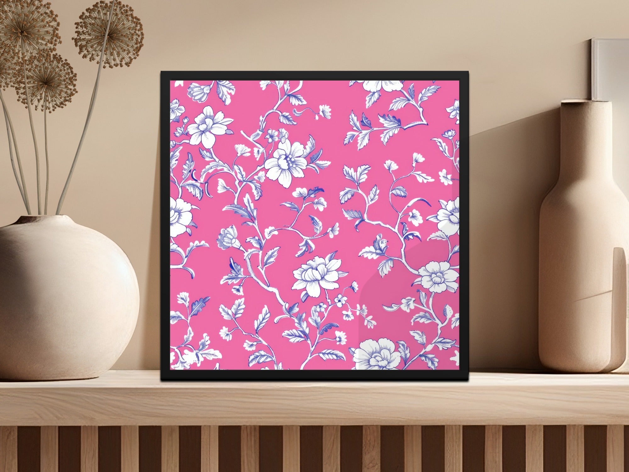 Pink Floral Digital Paper, White Flowers Pattern, Spring Background, Chintz Fabric Design, Botanical Print, Scrapbooking Paper, Digital - Moore and Mountain