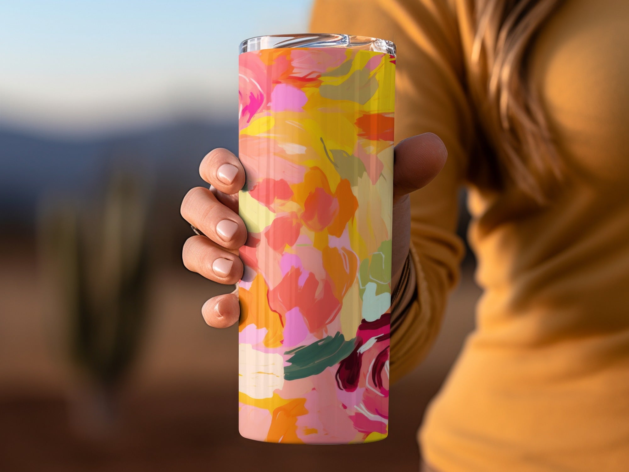 Vibrant Colorful Floral Insulated Tumbler Product