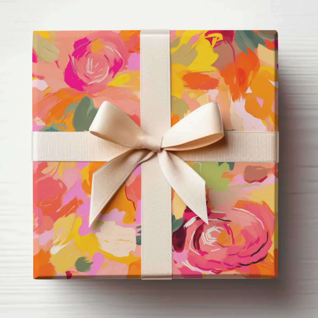 Vibrant Floral Pattern Gift Box with Cream Bow product