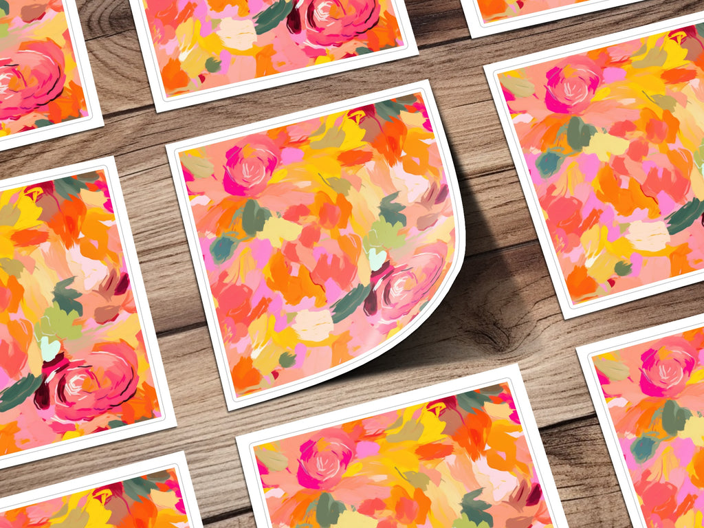 Vibrant Abstract Floral Art Print Colorful Home Decor