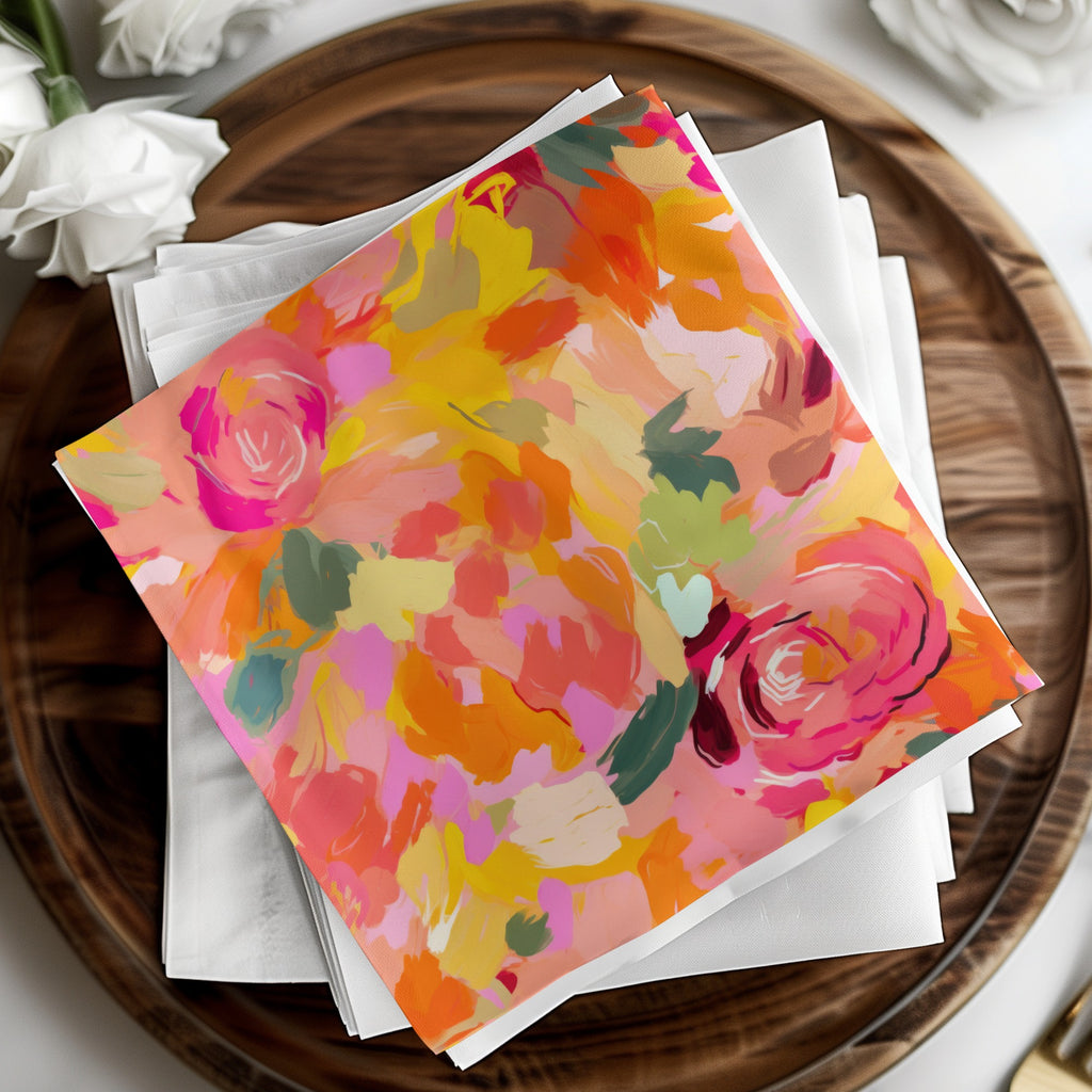 Vibrant Floral Abstract Design Decorative Napkins