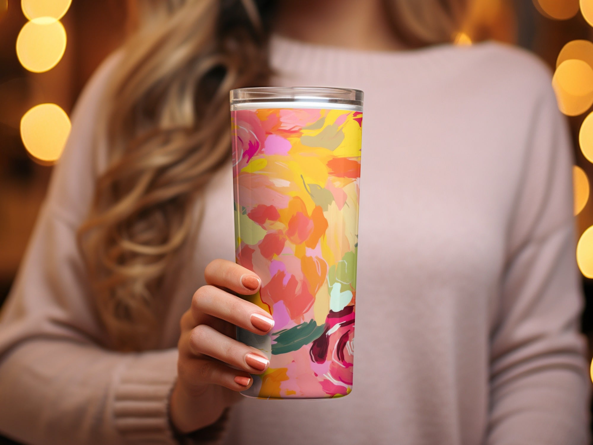 Colorful Abstract Floral Pattern Insulated Tumbler