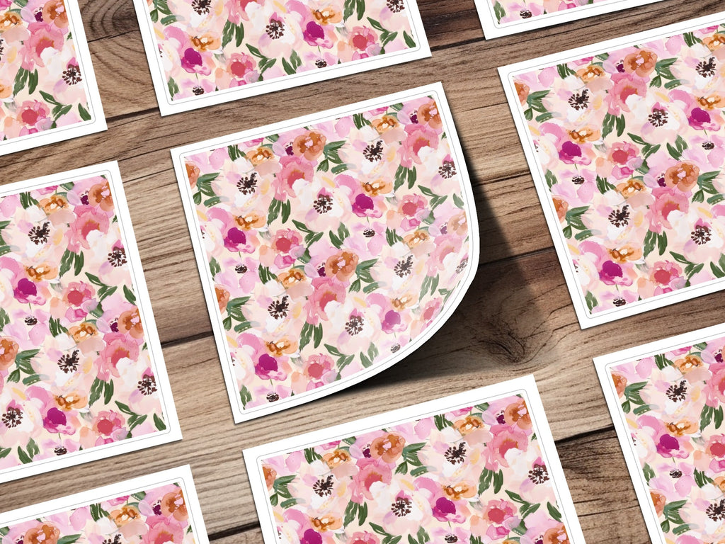 Pink Floral Pattern, Watercolor Digital, Seamless Design, Repeating Background, Printable Flowers, Digital Paper, Commercial Use - Moore and Mountain