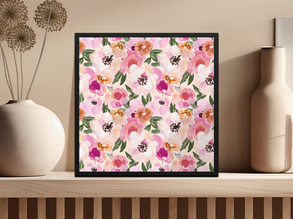 Pink Floral Pattern, Watercolor Digital, Seamless Design, Repeating Background, Printable Flowers, Digital Paper, Commercial Use - Moore and Mountain
