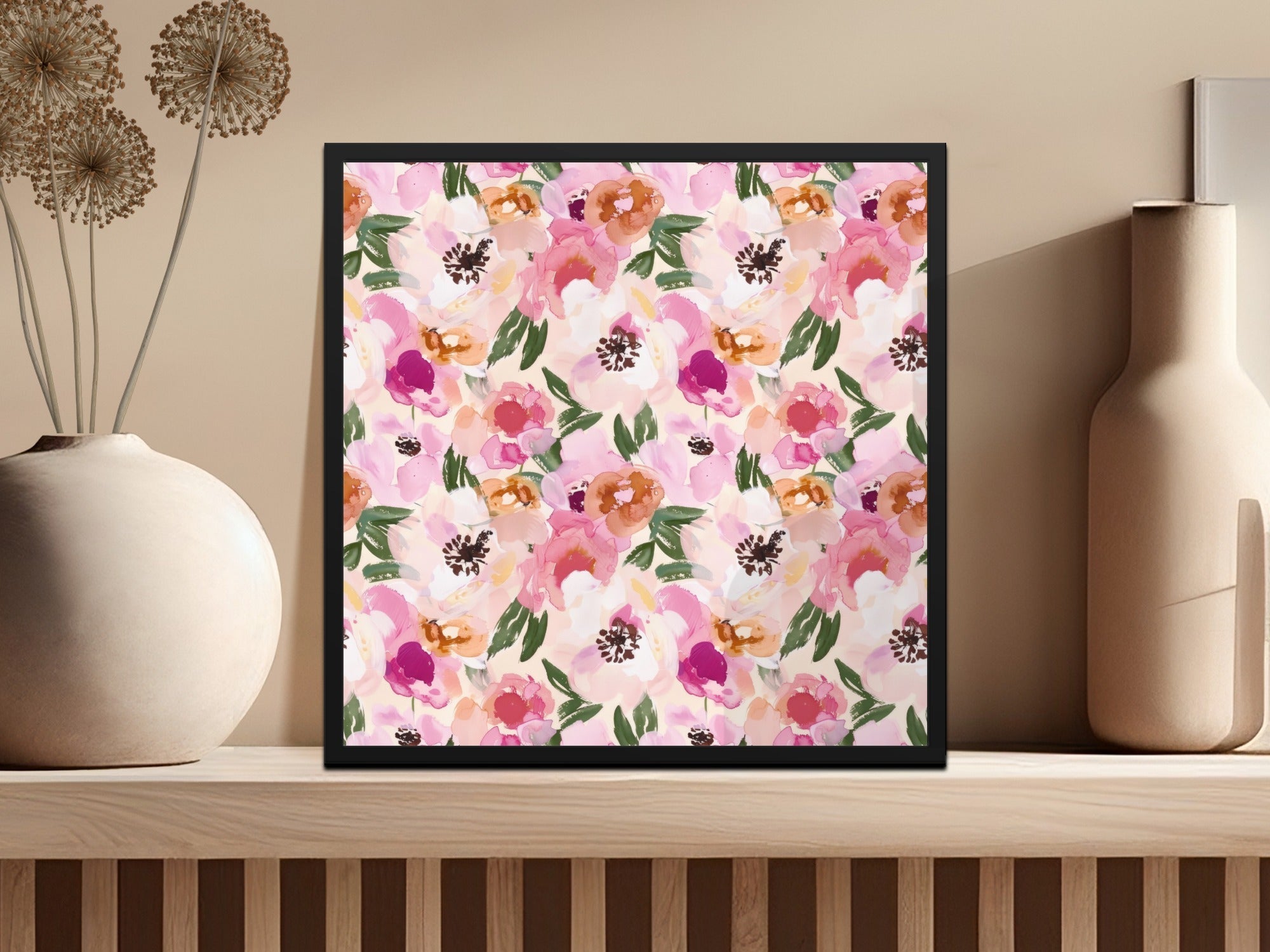 Pink Floral Pattern, Watercolor Digital, Seamless Design, Repeating Background, Printable Flowers, Digital Paper, Commercial Use - Moore and Mountain