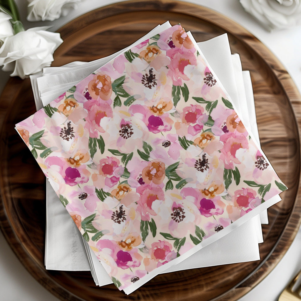 Pink Floral Pattern, Watercolor Digital, Seamless Design, Repeating Background, Printable Flowers, Digital Paper, Commercial Use - Moore and Mountain