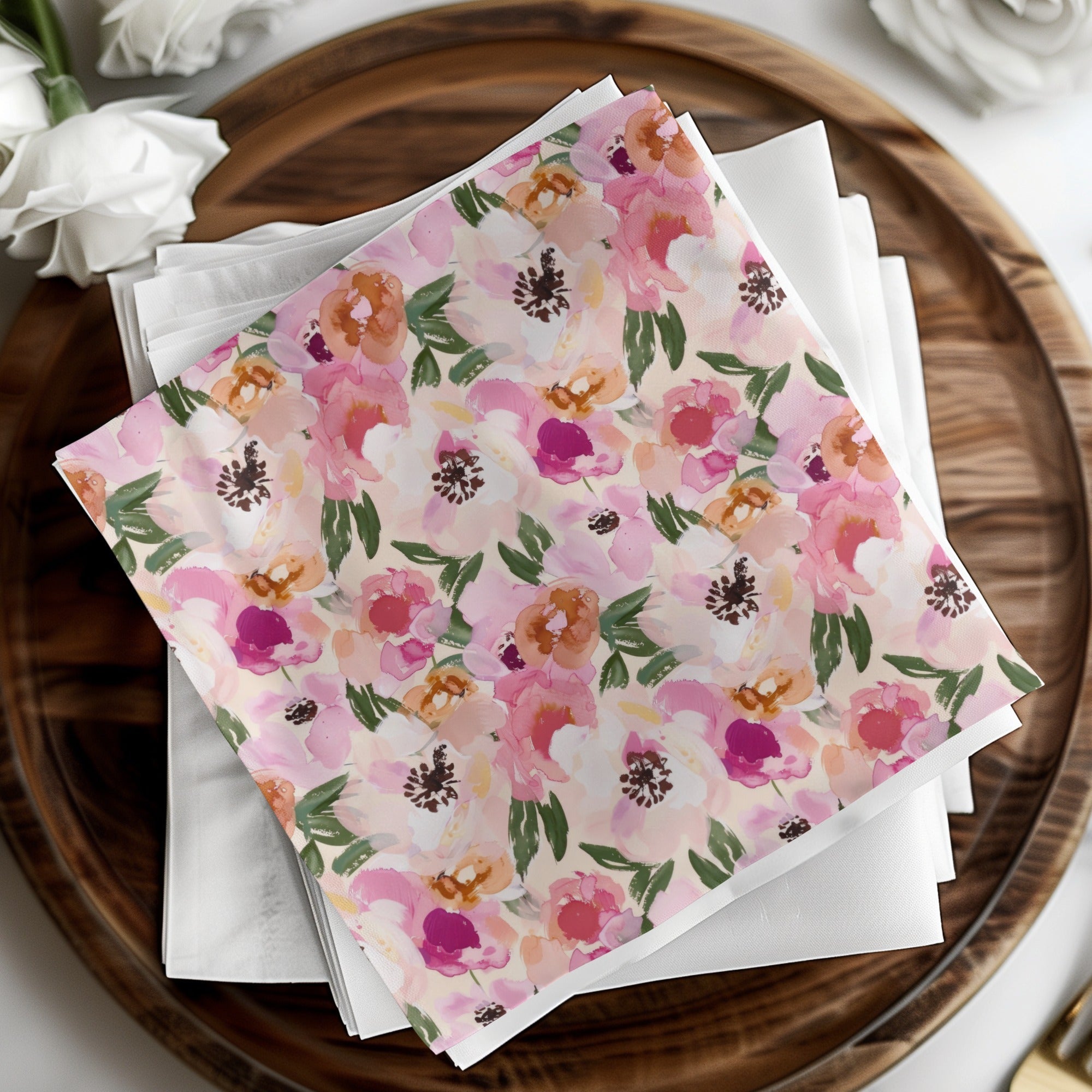 Pink Floral Pattern, Watercolor Digital, Seamless Design, Repeating Background, Printable Flowers, Digital Paper, Commercial Use - Moore and Mountain