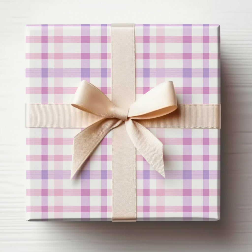 Elegant Pink and White Plaid Gift Wrapping Paper