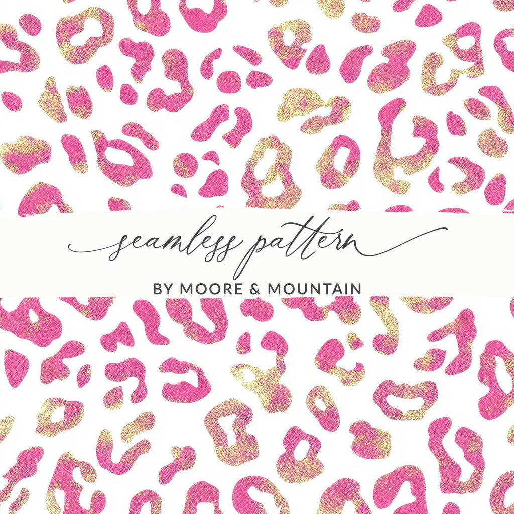 Pink Leopard Print Digital Paper, Seamless Animal Skin Pattern, Girly Texture Download, Scrapbooking, Fabric Design, Sublimation, Digital - Moore and Mountain