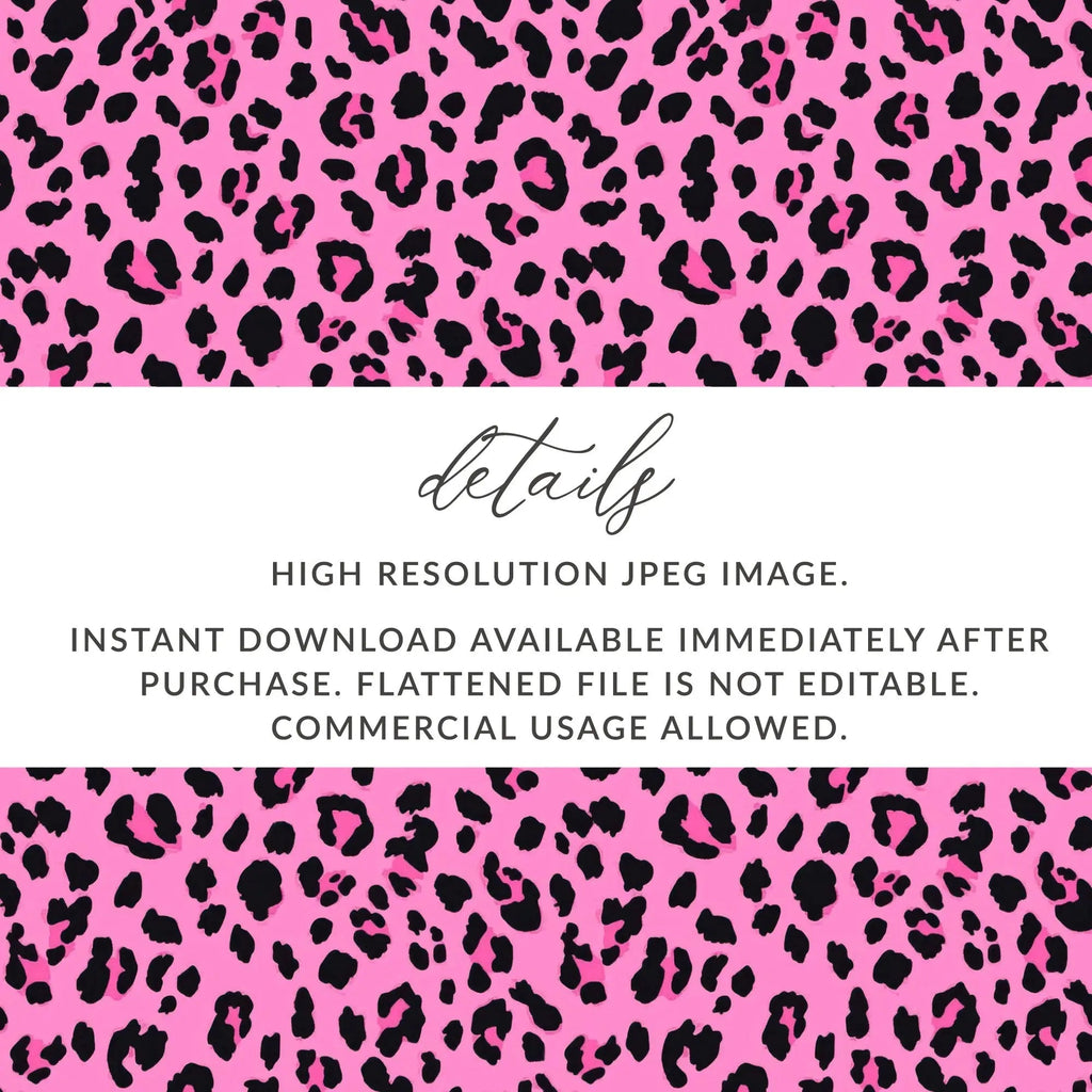 Pink Leopard Print Digital Paper, Seamless Pattern Fabric, Animal Skin JPEG, Commercial Use, Pink and Black, Leopard Skin Digital Download - Moore and Mountain