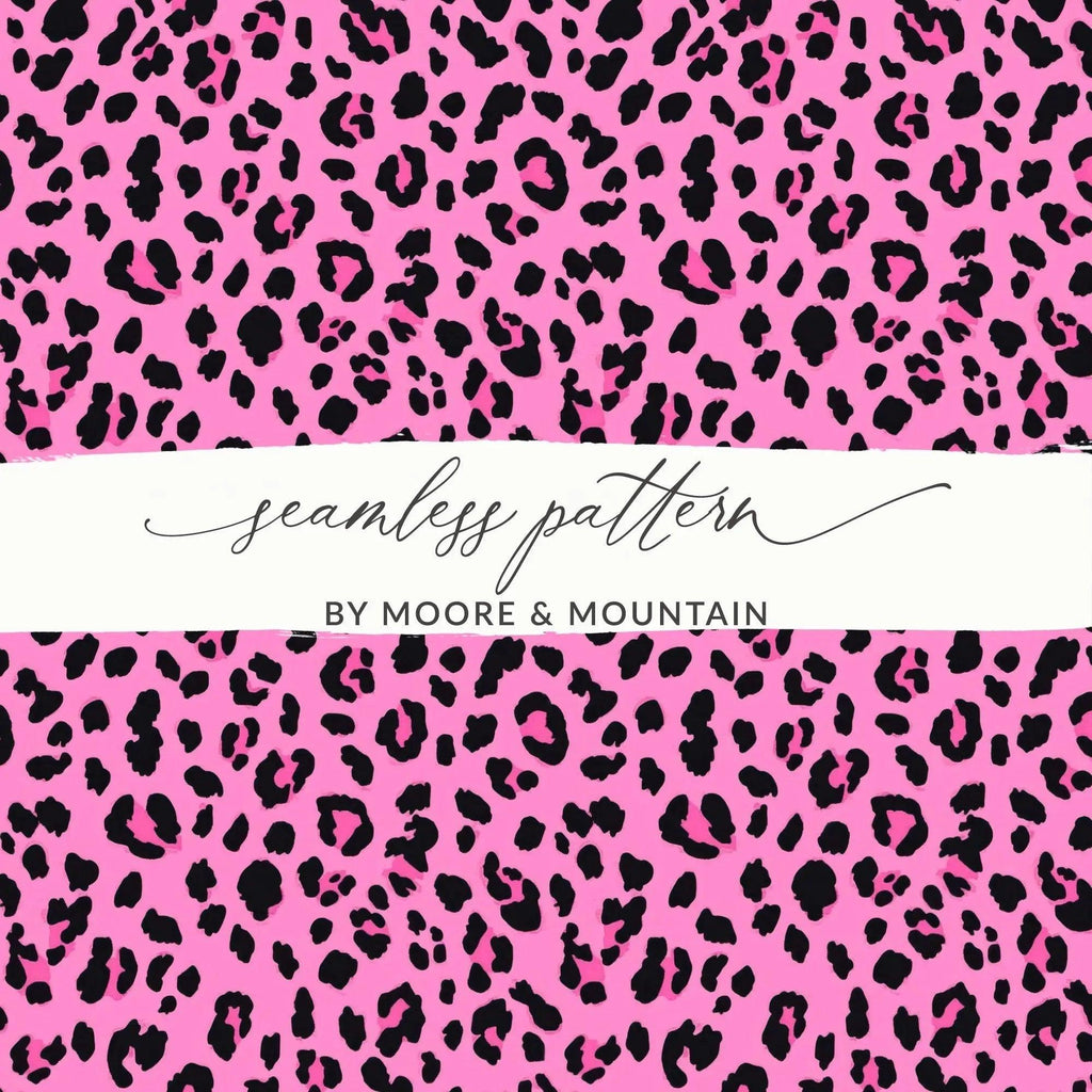 Pink Leopard Print Digital Paper, Seamless Pattern Fabric, Animal Skin JPEG, Commercial Use, Pink and Black, Leopard Skin Digital Download - Moore and Mountain