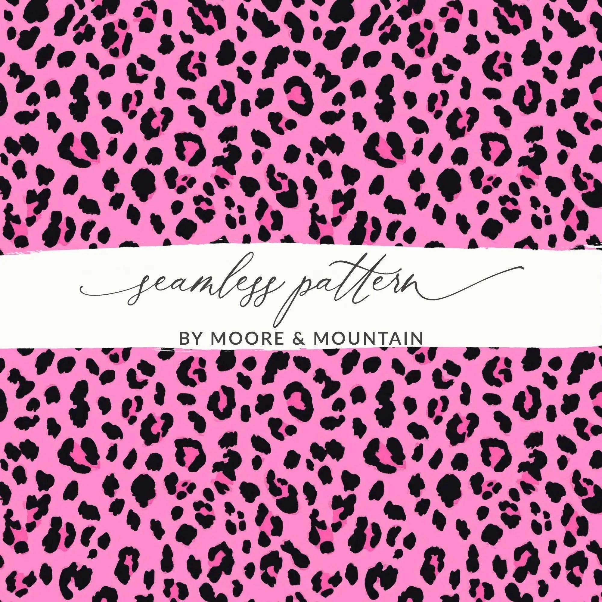 Pink Leopard Print Digital Paper, Seamless Pattern Fabric, Animal Skin JPEG, Commercial Use, Pink and Black, Leopard Skin Digital Download - Moore and Mountain