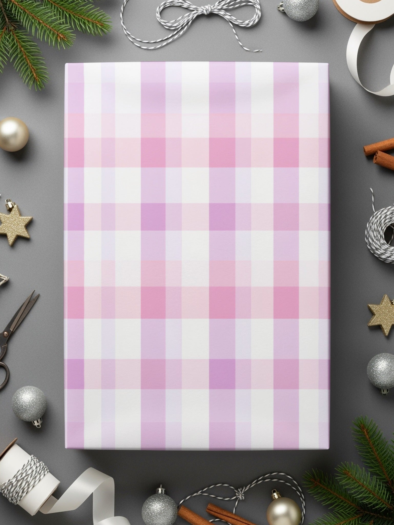 Pink and White Plaid Design Wrapping Paper Sheets