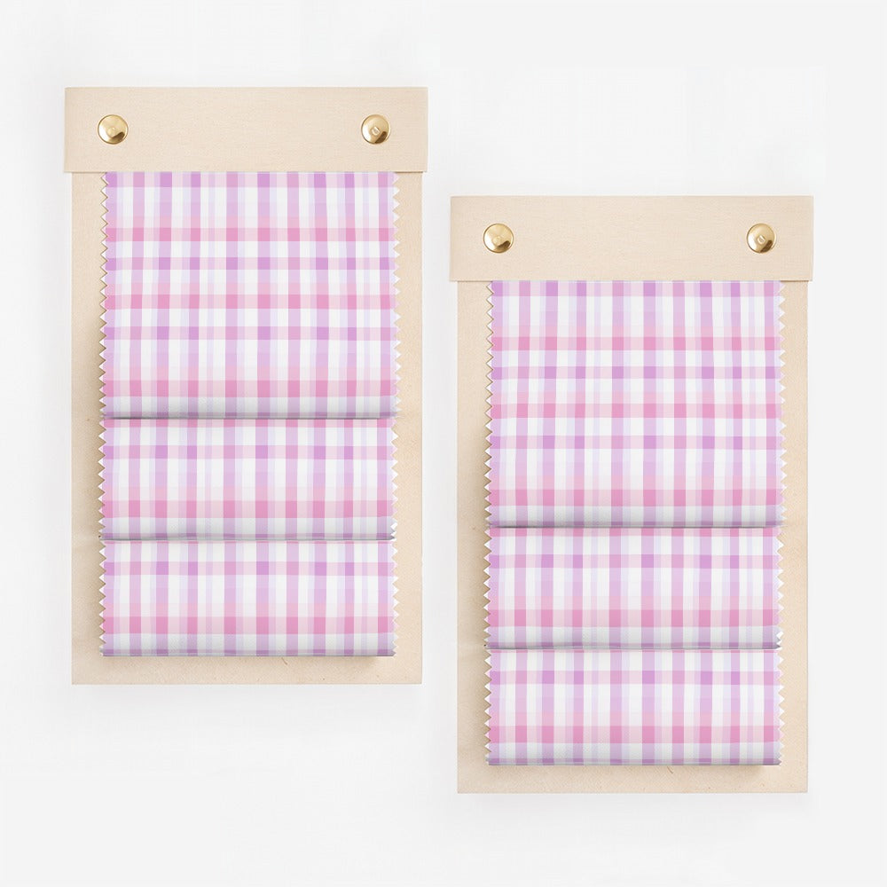 Pastel Pink and White Checkered Pattern Roller Blind