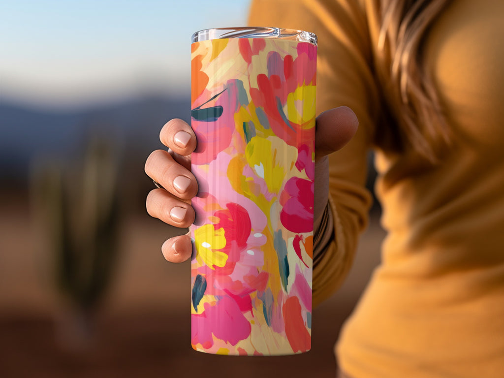 Vibrant Abstract Floral Pattern Insulated Tumbler