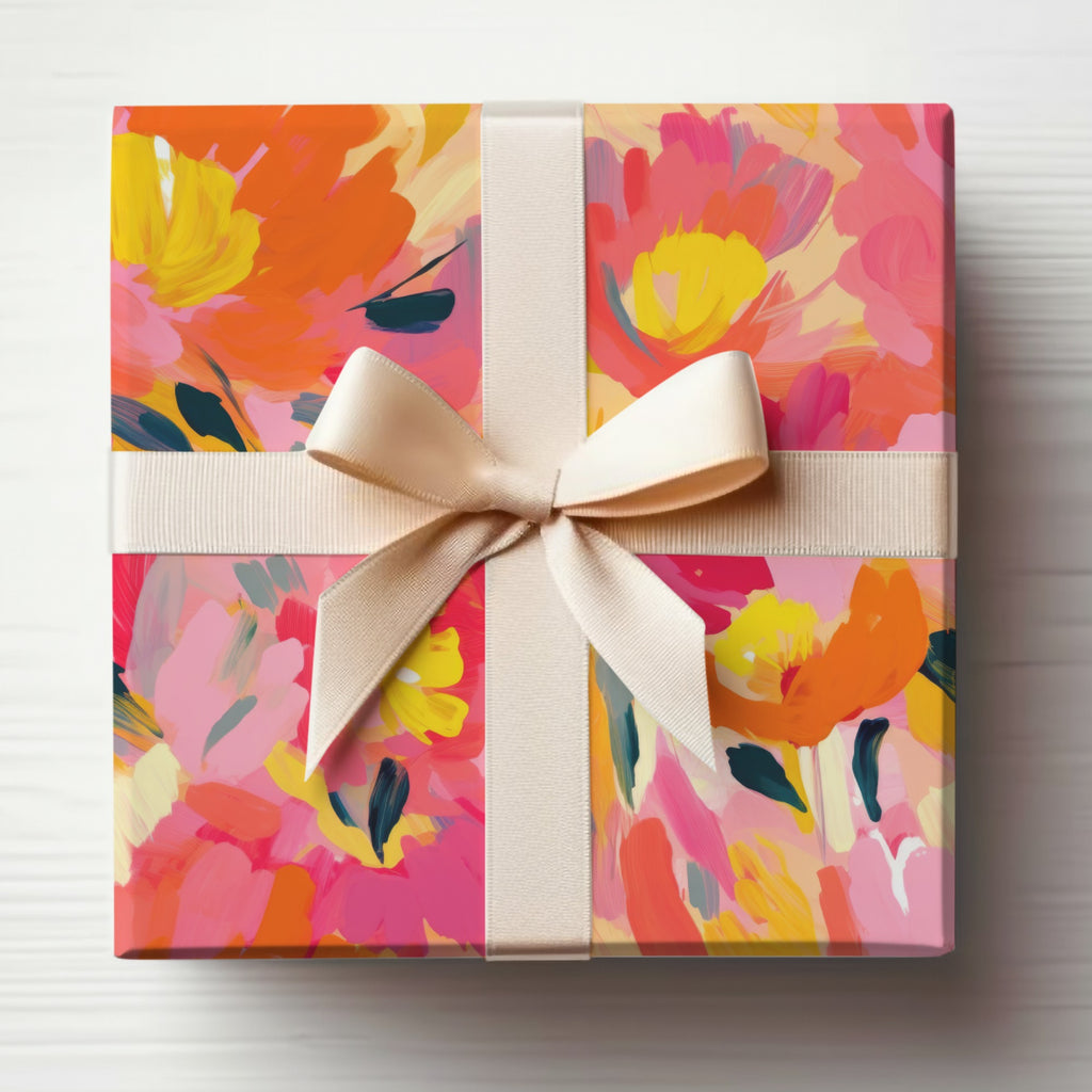 Colorful Abstract Floral Design Gift Wrap Box
