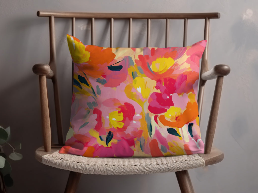 Colorful Floral Abstract Art Decorative Pillow