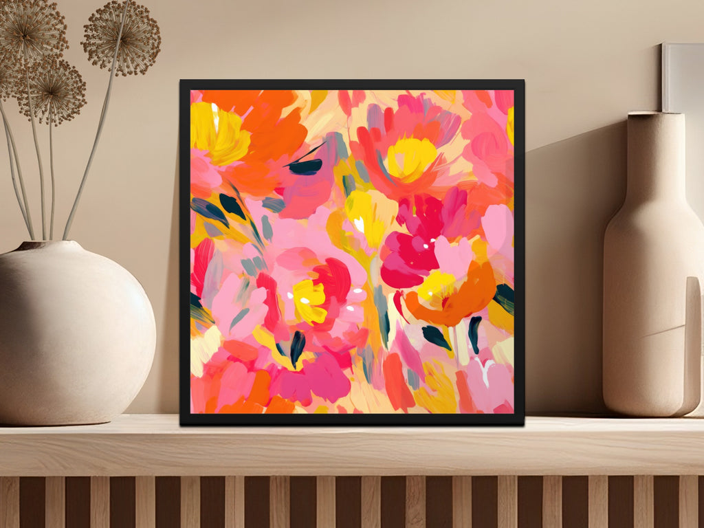 Colorful Abstract Floral Wall Art Print DecorBooster