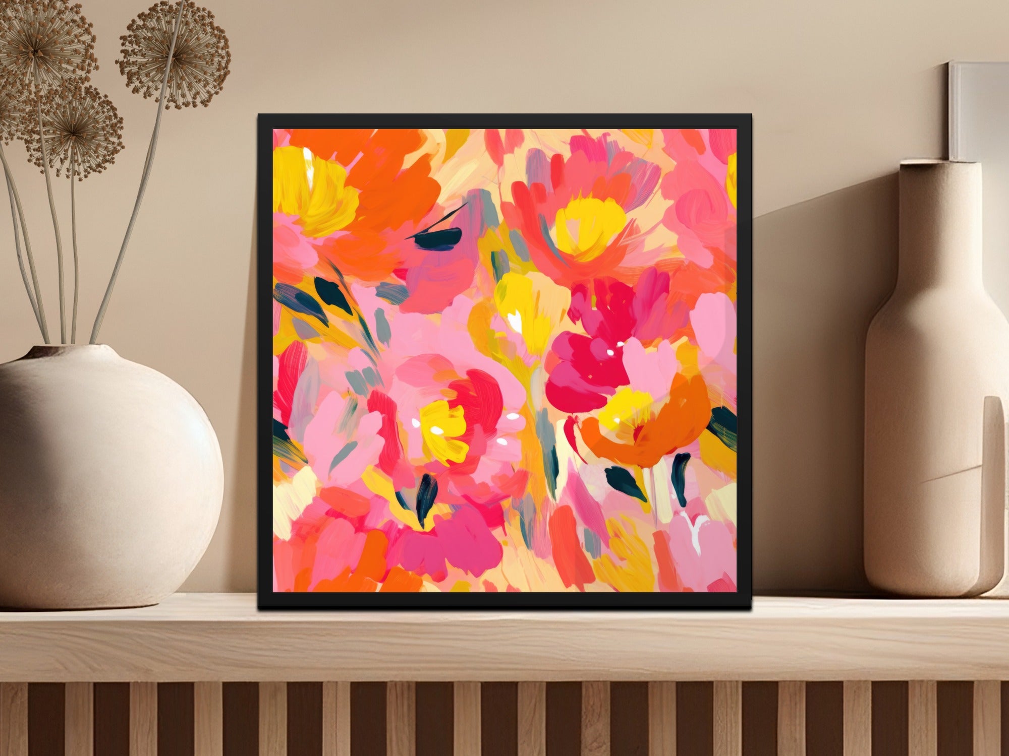 Colorful Abstract Floral Wall Art Print DecorBooster