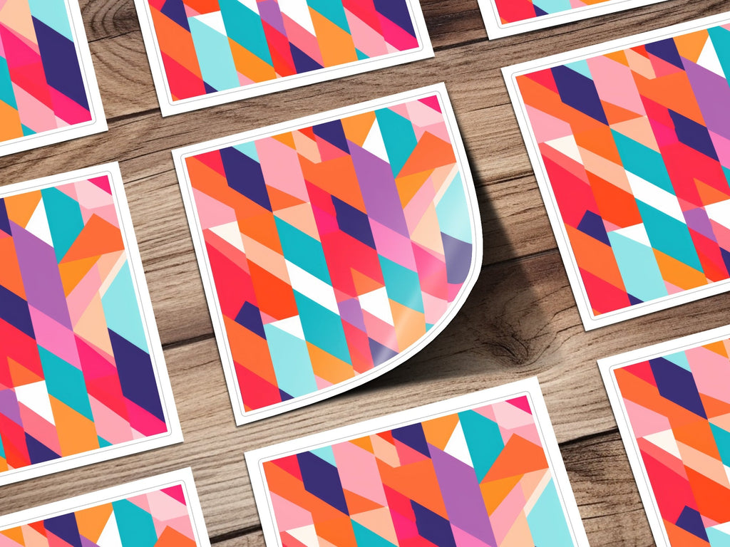 Pink Orange Blue Abstract Pattern Digital Paper, Geometric Background, Modern Design, Colorful Print, Digital Download, Commercial Use - Moore and Mountain
