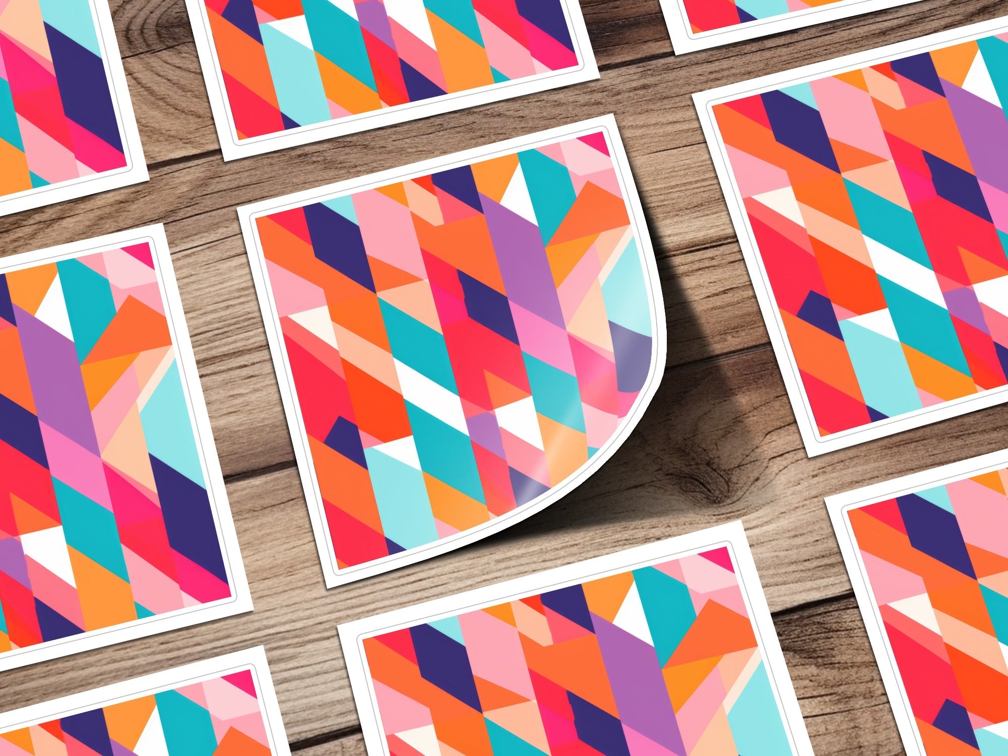 Pink Orange Blue Abstract Pattern Digital Paper, Geometric Background, Modern Design, Colorful Print, Digital Download, Commercial Use - Moore and Mountain