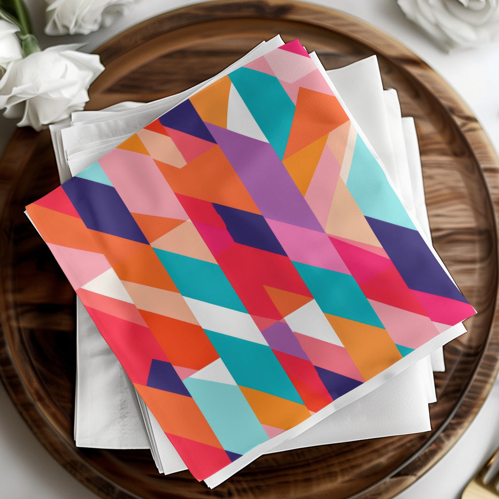 Pink Orange Blue Abstract Pattern Digital Paper, Geometric Background, Modern Design, Colorful Print, Digital Download, Commercial Use - Moore and Mountain