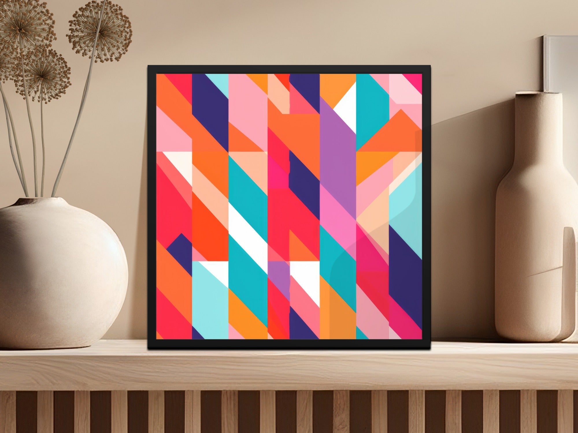 Pink Orange Blue Abstract Pattern Digital Paper, Geometric Background, Modern Design, Colorful Print, Digital Download, Commercial Use - Moore and Mountain