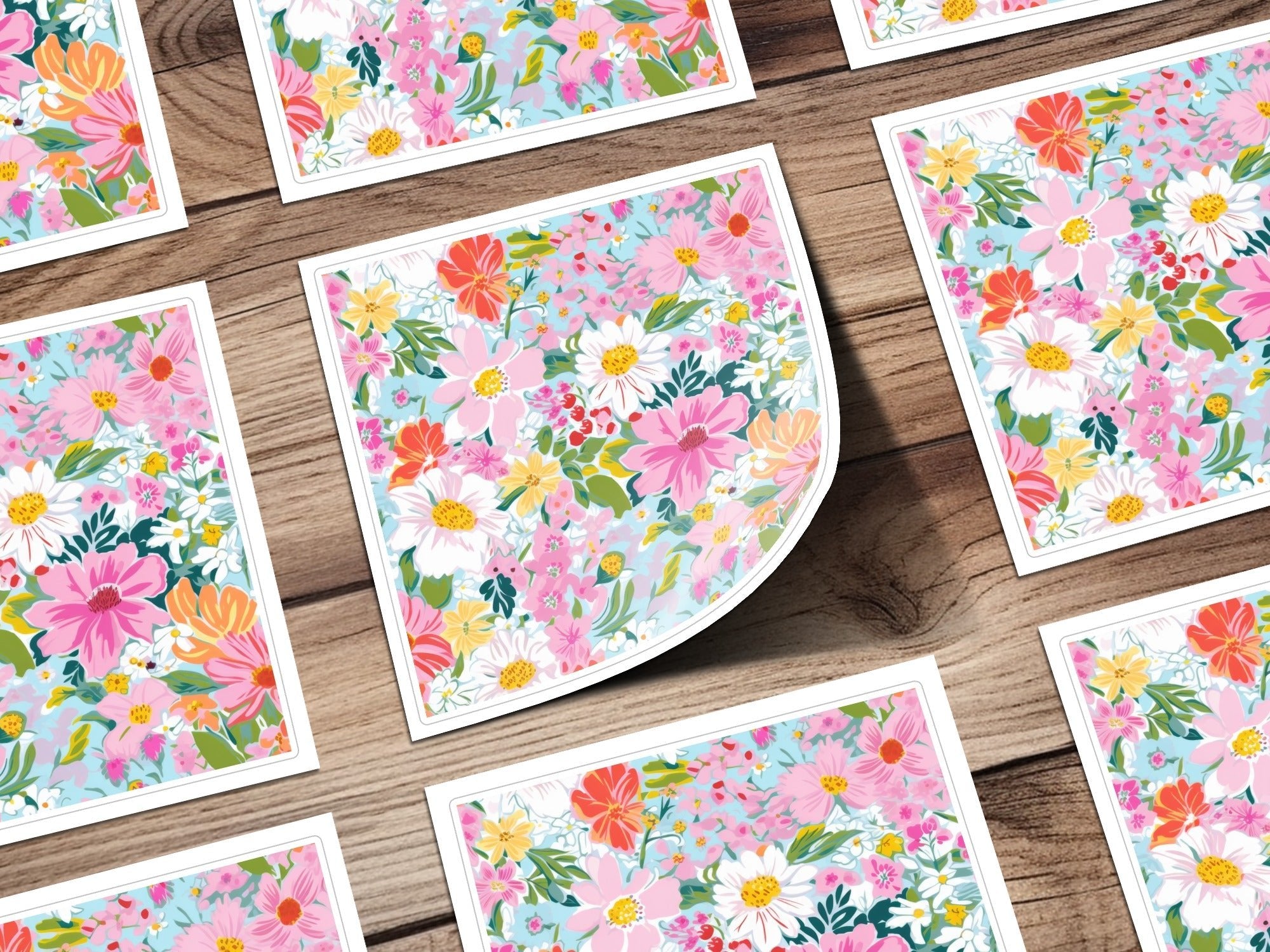 Pink Orange Floral Digital Paper, Spring Blooms Pattern, Watercolor Flowers, Colorful Floral Print, Abstract Flower Digital Download - Moore and Mountain
