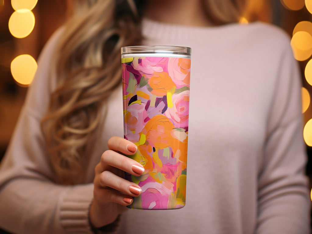 Vibrant Floral Insulated Tumbler With Colorful Design