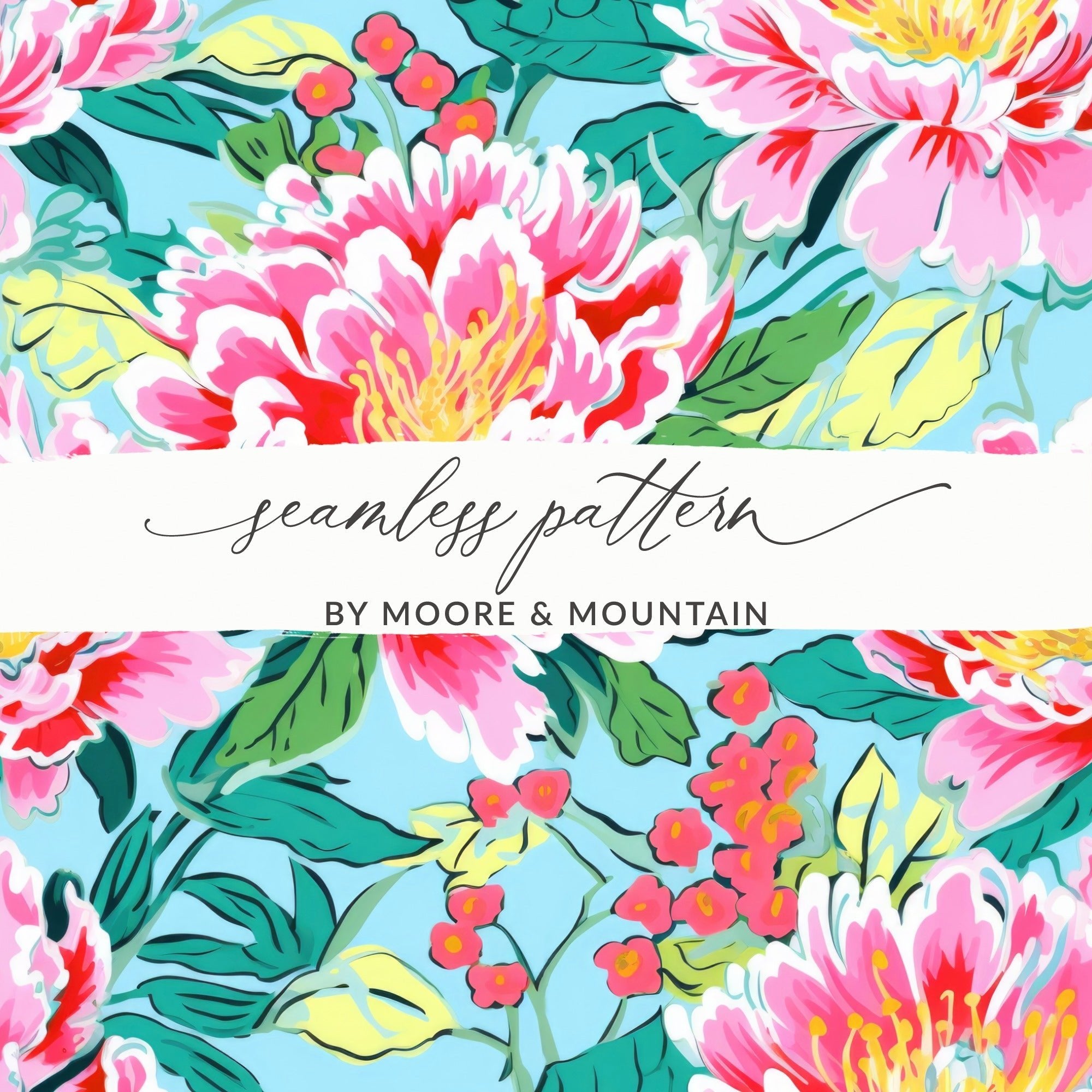 Pink Peony Digital Paper, Floral Pattern, Seamless Pattern, Printable Paper, Digital Download, Fabric Design, Scrapbook Paper - Moore and Mountain