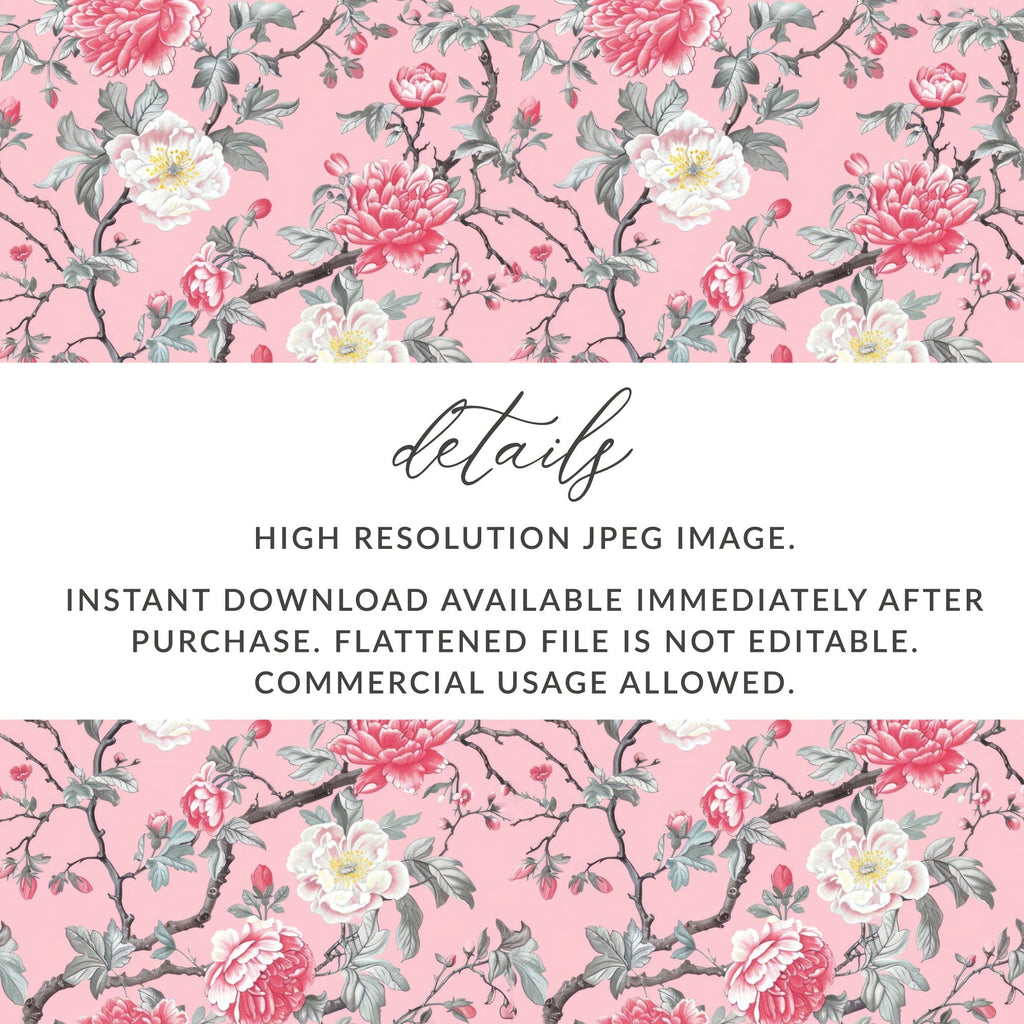 Pink Peony Digital Paper, Floral Seamless Pattern, Flower Digital Download, Blush Pink Wallpaper, Scrapbook Paper, Repeating Pattern - Moore and Mountain