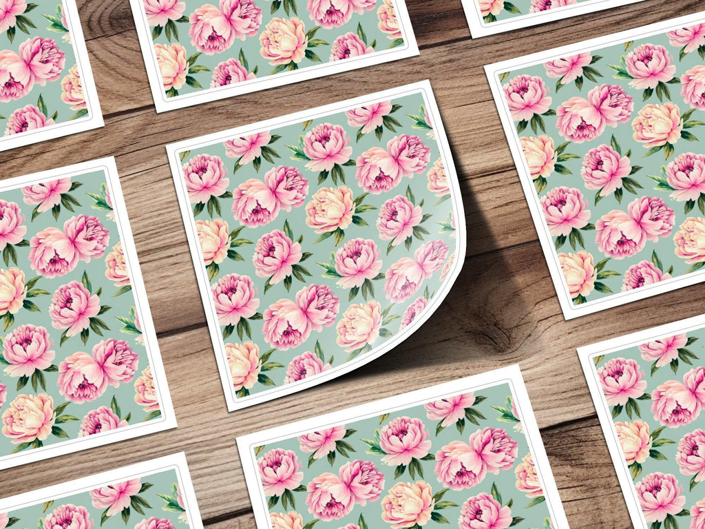 Pink Peony Digital Paper, Seamless Floral Pattern, Watercolor Flower Design, Commercial Use, Fabric Design, 12x12 JPEG, Scrapbook Paper - Moore and Mountain