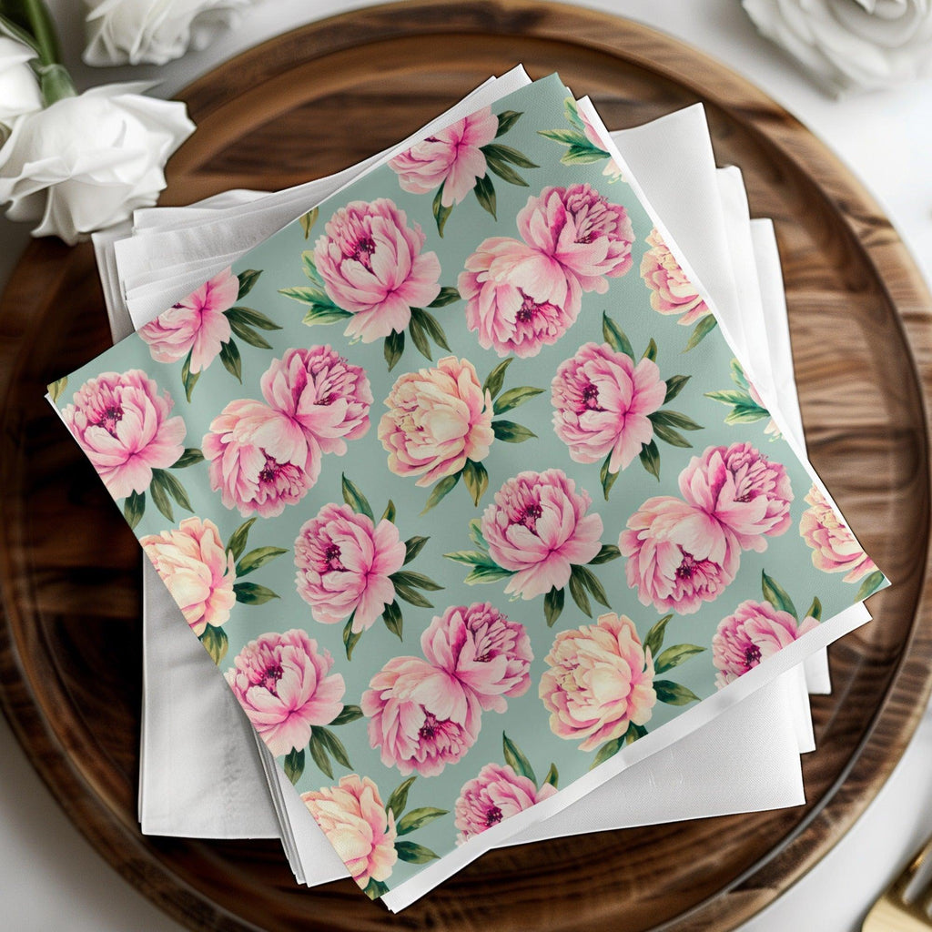 Pink Peony Digital Paper, Seamless Floral Pattern, Watercolor Flower Design, Commercial Use, Fabric Design, 12x12 JPEG, Scrapbook Paper - Moore and Mountain