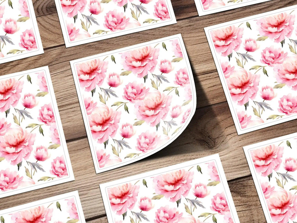 Pink Peony Digital Paper, Watercolor Floral Pattern, Seamless Flower Digital Design, Scrapbooking Paper, Fabric Design, Commercial Use - Moore and Mountain