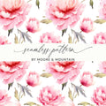 Pink Peony Digital Paper, Watercolor Floral Pattern, Seamless Flower Digital Design, Scrapbooking Paper, Fabric Design, Commercial Use - Moore and Mountain