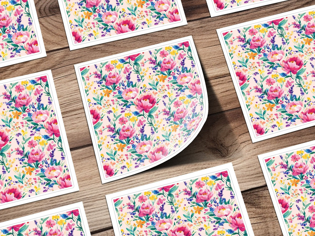 Pink Peony Floral Watercolor Digital Paper, Summer Flower Pattern, Watercolor Floral Design, Seamless Flower Pattern, Scrapbook Paper - Moore and Mountain