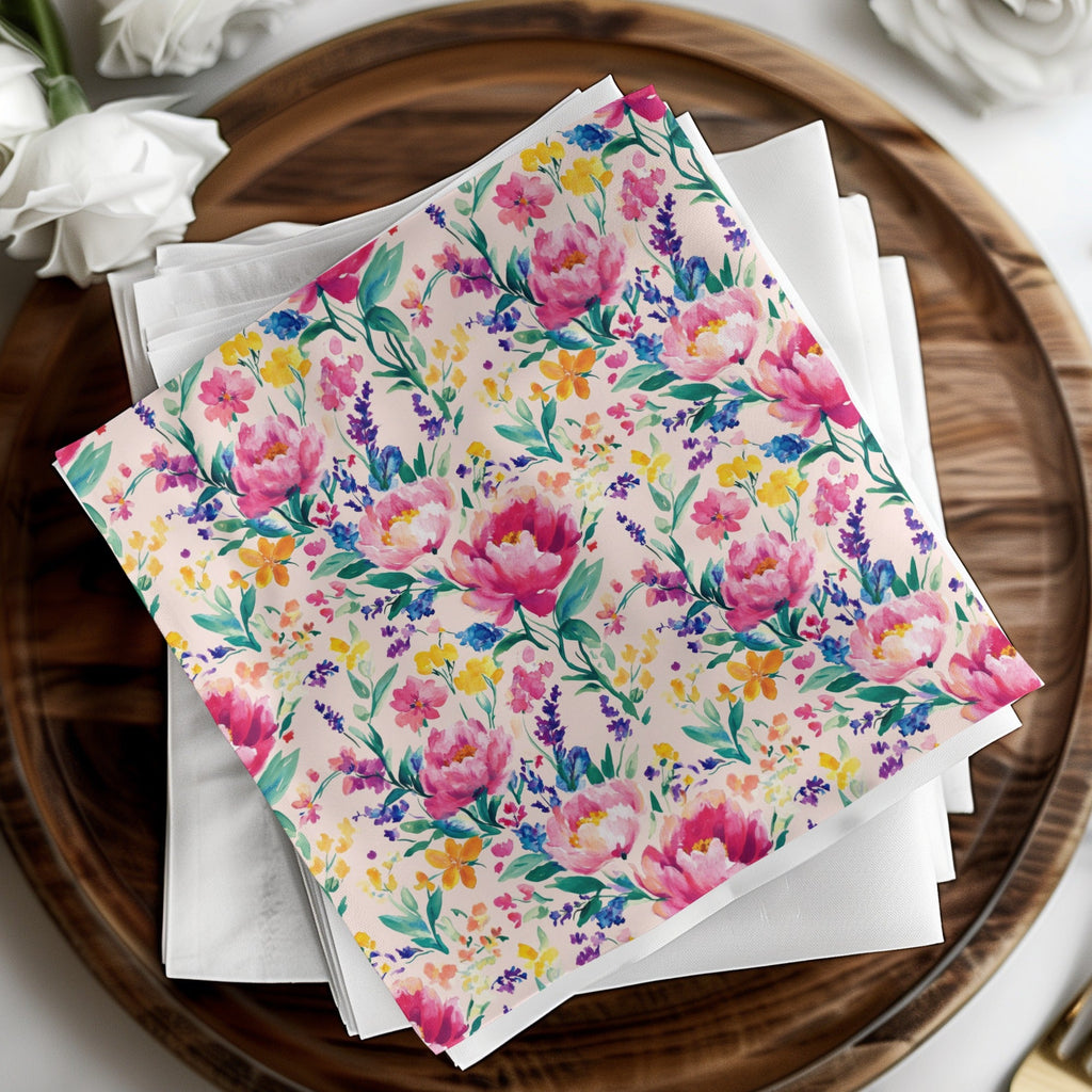 Pink Peony Floral Watercolor Digital Paper, Summer Flower Pattern, Watercolor Floral Design, Seamless Flower Pattern, Scrapbook Paper - Moore and Mountain