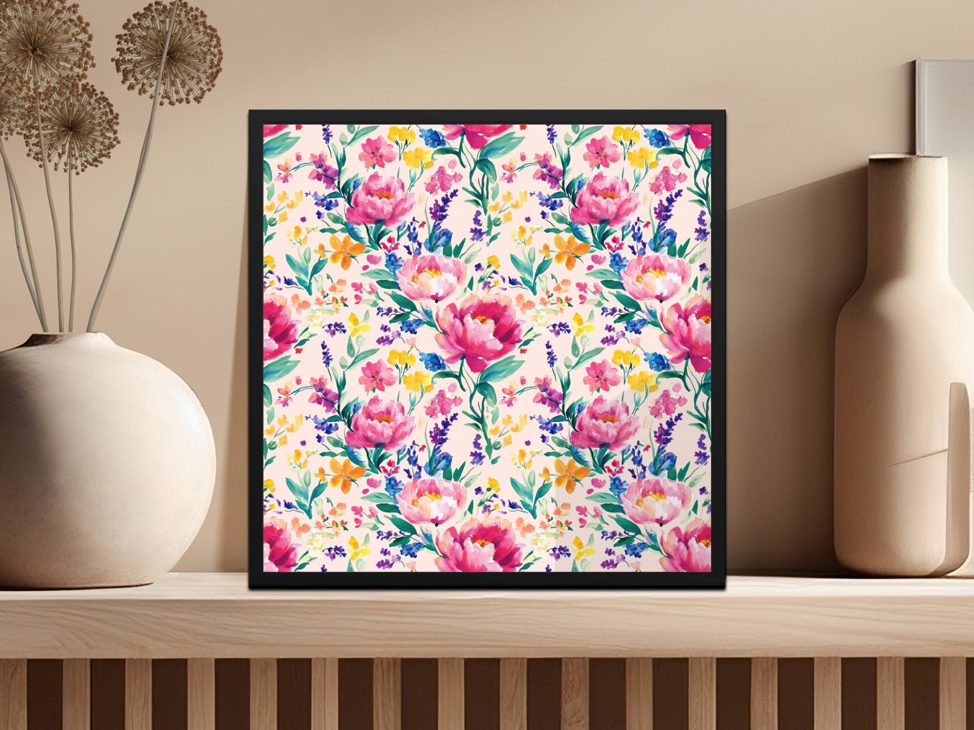 Pink Peony Floral Watercolor Digital Paper, Summer Flower Pattern, Watercolor Floral Design, Seamless Flower Pattern, Scrapbook Paper - Moore and Mountain