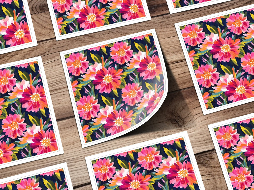 Pink Peony Seamless Pattern Watercolor Peonies Pattern Pink and Navy Blue - Moore and Mountain