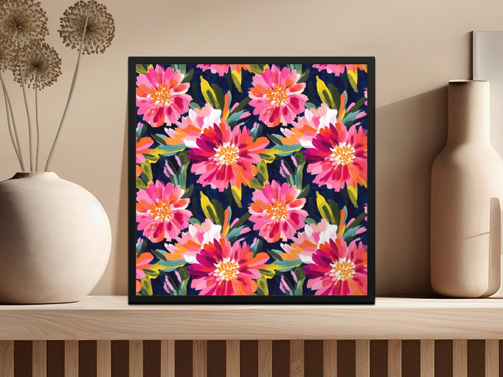 Pink Peony Seamless Pattern Watercolor Peonies Pattern Pink and Navy Blue - Moore and Mountain