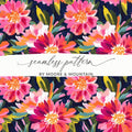 Pink Peony Seamless Pattern Watercolor Peonies Pattern Pink and Navy Blue - Moore and Mountain