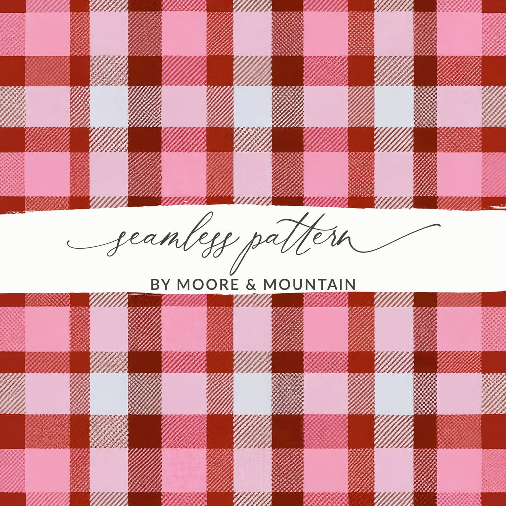 Pink Plaid Digital Paper, Seamless Check Pattern, Tartan Background, Digital Download, Scrapbook Paper, Fabric Design, 12x12 JPEG - Moore and Mountain