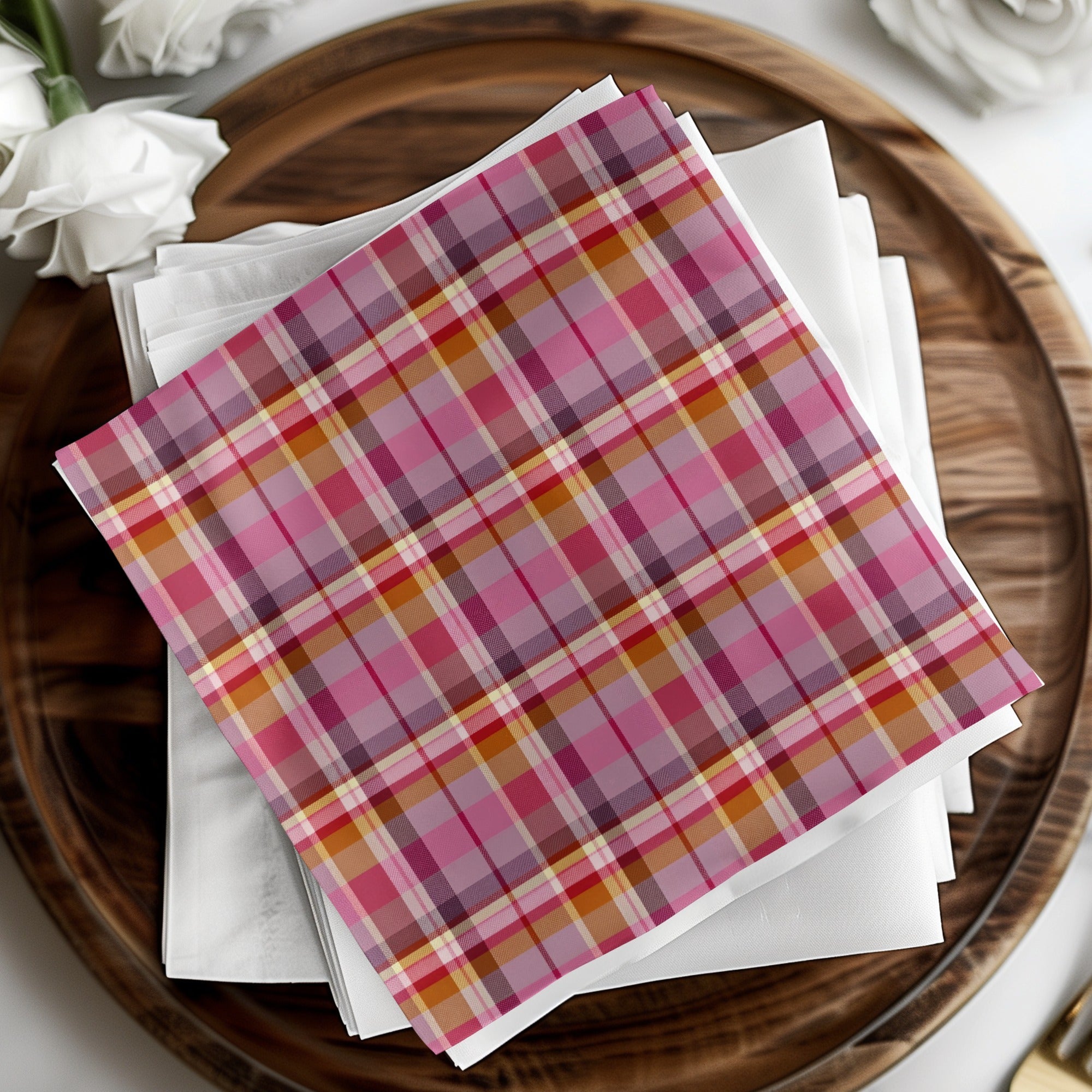 Pink Plaid Digital Paper, Seamless Tartan Pattern, Scrapbook Paper, Commercial Use, 12x12 JPEG Files, 2 Scales, Fabric Design - Moore and Mountain