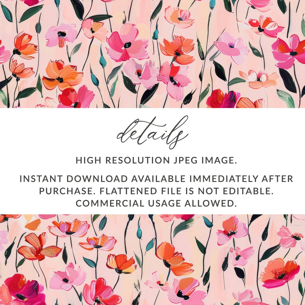 Pink Poppy T-Shirt, Digital File, Floral Design, Printable Art, Seamless Pattern, Fabric Design, Flower Background, Gift Idea - Moore and Mountain