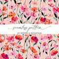 Pink Poppy T-Shirt, Digital File, Floral Design, Printable Art, Seamless Pattern, Fabric Design, Flower Background, Gift Idea - Moore and Mountain