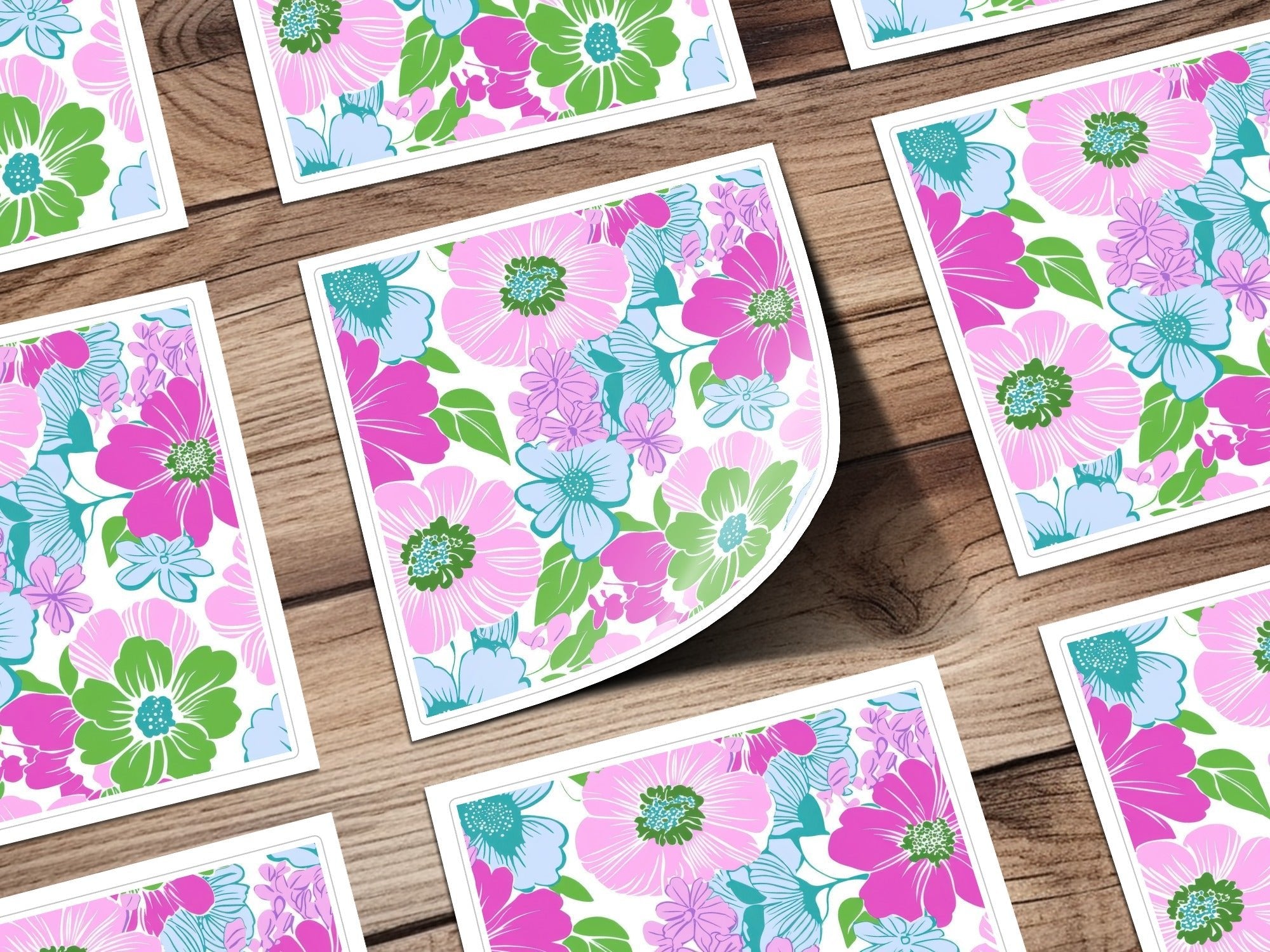Pink Preppy Groovy Floral Background, Digital Seamless Retro Flowers Pattern, 60s Floral Pattern Design, Fabric Print, Wallpaper - Moore and Mountain